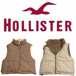 HOLLISTER Reversible Women Medium Brown or Cream Puffer Vest Versatile Preppy